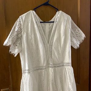 Floor length women’s 2XL white lace dress new without tags